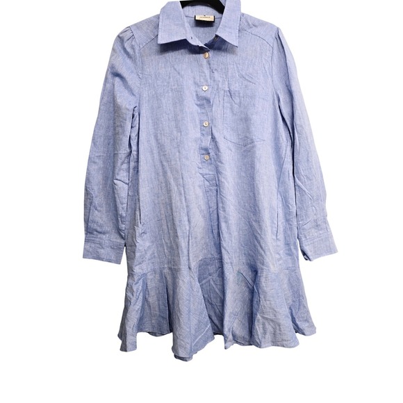 Tuckernuck Chambray Tunic Dress Small Blue Cotton Coastal Grandmillennial Preppy - Picture 7 of 10